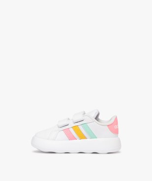 Baskets bébé fille à double scratch et semelle bubblecomfy - Adidas Grand Court  vue3 - ADIDAS - GEMO