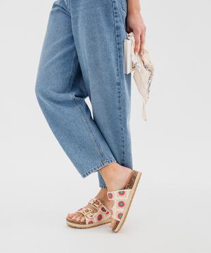 Mules double bride en textile à motifs fleuris avec semelle plateforme femme - 5 Miles vue7 - 5 MILES - GEMO