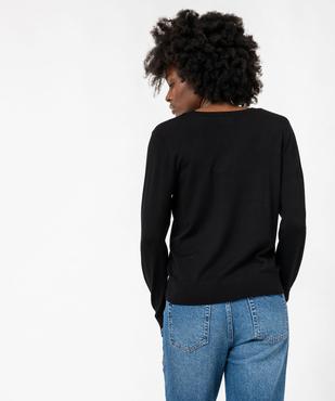Pull fin à col V avec boutons aux poignets femme vue3 - GEMO 4G FEMME - GEMO