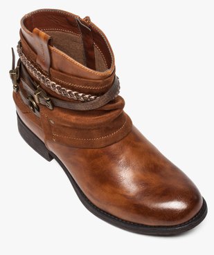 Boots femme talon plat zippés à brides décoratives vue5 - Nikesneakers (CASUAL) - Nikesneakers