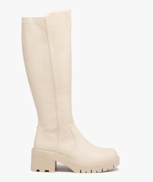Bottes femme unies à talon large avec tige souple montante  vue1 - GEMO(URBAIN) - GEMO