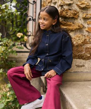Veste en jean coupe droite avec col froncé fille - LuluCastagnette vue5 - LULU CASTAGNETTE G4G D - GEMO