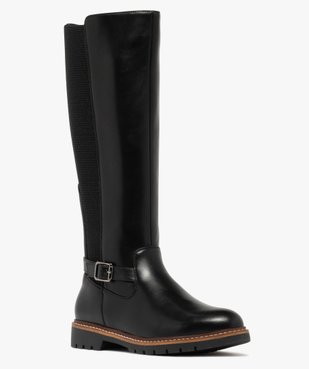 Bottes femme cavalières avec parties élastiques et boucle fantaisie vue2 - GEMO (CASUAL) - GEMO