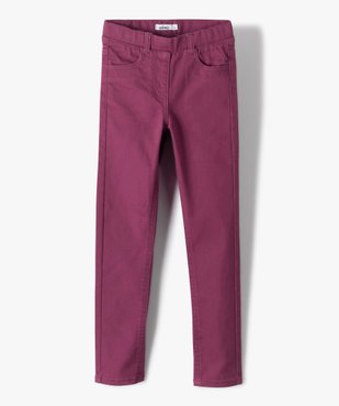 Pantalon fille skinny uni à taille élastiquée vue1 - GEMO (ENFANT) - GEMO