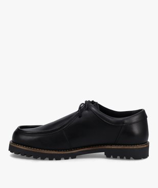 Chaussures bateau homme dessus cuir uni – Tanéo vue3 - TANEO - GEMO