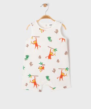 Combishort en coton imprimé bébé garçon vue1 - GEMO 4G BEBE - GEMO