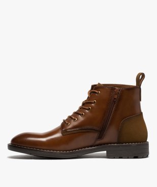 Boots homme unis à lacets et zip avec couture débordante vue3 - Nikesneakers (CASUAL) - Nikesneakers