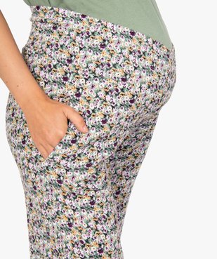 Pantalon de grossesse ample à fleurs et smocks à la taille vue2 - GEMO (MATER) - GEMO
