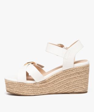 Sandales femme compensées à brides unies avec double boucle vue3 - GEMO(URBAIN) - GEMO