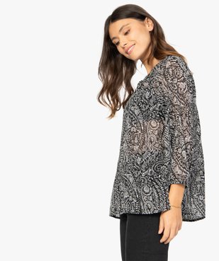 Blouse femme imprimée en voile à col rond vue1 - GEMO(FEMME PAP) - GEMO