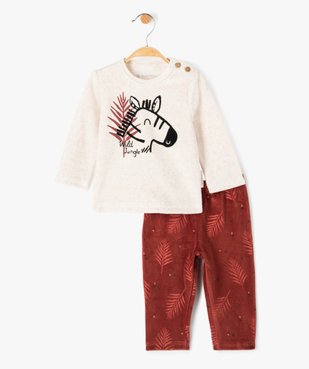 Pyjama bébé 2 pièces en velours imprimé zèbre - Petit Béguin vue1 - PETIT BEGUIN - GEMO