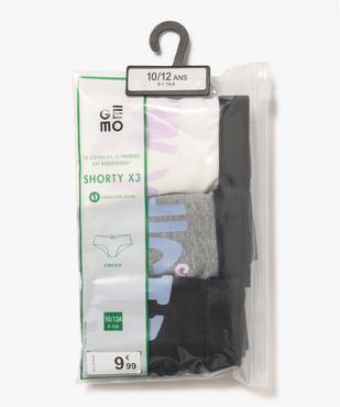 Shorties en coton stretch inscriptions US fille (lot de 3) vue1 - GEMO 4G FILLE - GEMO