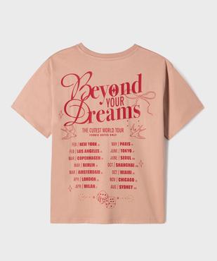 Tee-shirt manches courtes avec inscriptions buste et dos fille vue3 - GEMO 4G FILLE - GEMO