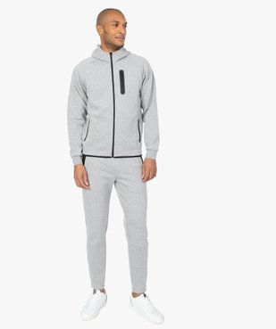 Sweat homme zippé à capuche et poches zippées vue6 - GEMO (HOMME) - GEMO