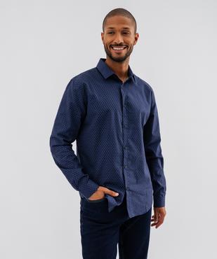 Chemise manches longues en coton à micro motifs homme vue4 - GEMO (HOMME) - GEMO