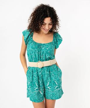 Combishort manches courtes avec brides croisées dans le dos femme vue1 - GEMO 4G FEMME - GEMO