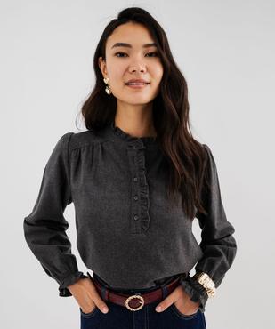 Blouse manches longues en flanelle de coton femme  vue2 - GEMO(FEMME PAP) - GEMO