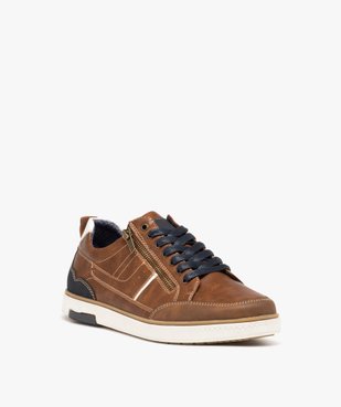Basket bicolore avec fermeture lacets et zip homme vue2 - GEMO (CASUAL) - GEMO