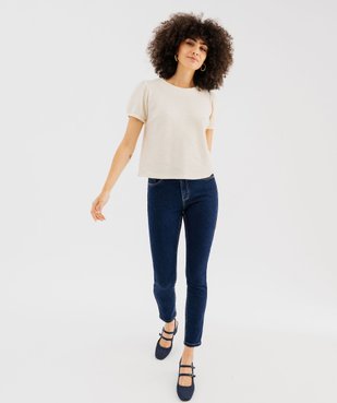 Tee-shirt manches courtes ballon en maille bouclette femme vue4 - GEMO(FEMME PAP) - GEMO