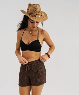 Short de plage en maille fluide et froissée imprimé léopard femme vue4 - GEMO 4G FEMME - GEMO