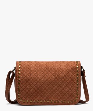 Sac femme forme besace avec rabat tissé et clouté vue1 - GEMO (ACCESS) - GEMO