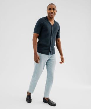 Chemise manches courtes en maille côtelée à col cubain homme vue4 - GEMO 4G HOMME - GEMO