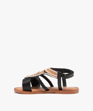 Sandales fille en cuir dessus en perles et à scratch vue3 - GEMO (ENFANT) - GEMO