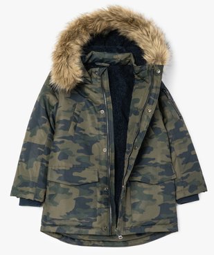 Parka garçon déperlante et multipoche à doublure chaude imprimé camouflage vue2 - GEMO (ENFANT) - GEMO