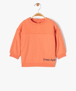 Sweat bébé garçon à plastron matelassé vue1 - GEMO(BEBE DEBT) - GEMO