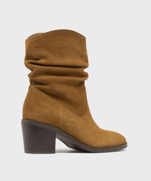 Boots dessus cuir velours avec tige plissée femme - Tanéo vue4 - TANEO - GEMO