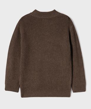 Pull en maille côtelée avec col montant zippé garçon vue3 - GEMO (ENFANT) - GEMO