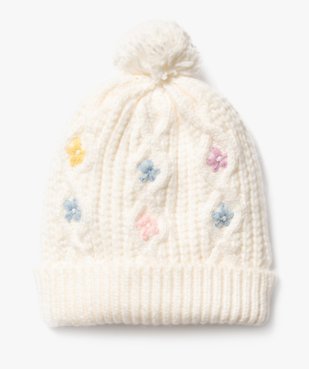 Bonnet en maille torsadée doublée polaire avec pompon bébé fille vue1 - GEMO 4G BEBE - GEMO