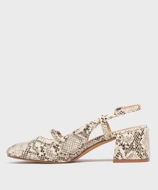 Escarpins slingback en matière embossée femme - Follow Me vue3 - FOLLOW ME - GEMO