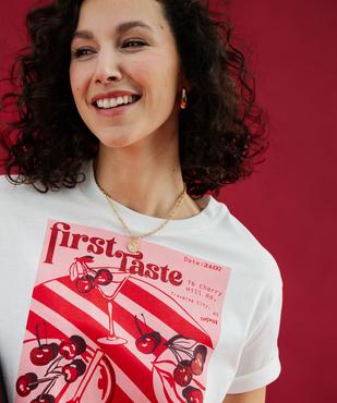 Tee-shirt manches courtes avec motifs cerises et paillettes femme vue2 - GEMO(FEMME PAP) - GEMO