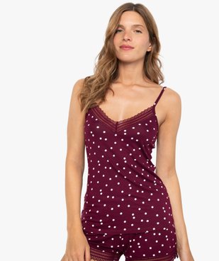 Haut de pyjama femme à fines bretelles et dentelle vue1 - GEMO(HOMWR FEM) - GEMO