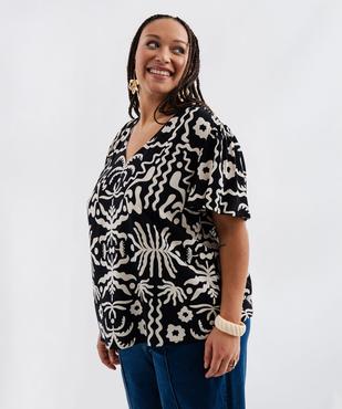 Blouse imprimée à col V femme grande taille vue1 - GEMO 4G GT - GEMO