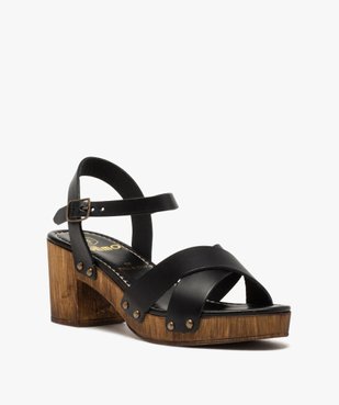 Sandales femme unies à talon imitation bois vue2 - GEMO(URBAIN) - GEMO