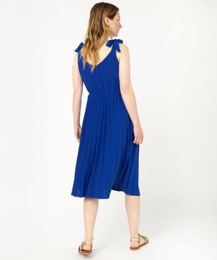 Robe à bretelles nouées avec bas plissé femme vue3 - GEMO(FEMME PAP) - GEMO