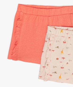 Short bébé fille en jersey de coton et volants (lot de 2) vue2 - GEMO C4G BEBE - GEMO