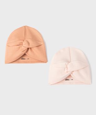 Bonnets de naissance en coton bébé fille (lot de 2) vue1 - GEMO 4G BEBE - GEMO