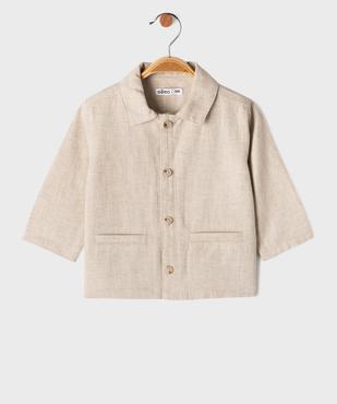 Chemise chic en coton et lin bébé garçon vue1 - GEMO(BEBE DEBT) - GEMO