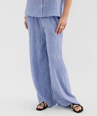 Pantalon large et fluide en fin tissu froissé femme vue1 - GEMO(FEMME PAP) - GEMO