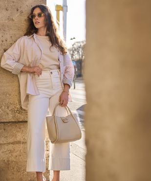 Sac à main en cuir imitation avec anses et bandoulière femme vue5 - BESTINI - GEMO