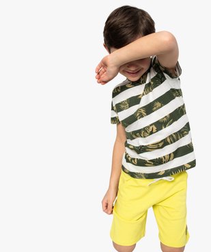 Tee-shirt garçon à rayures et motifs exotiques vue1 - GEMO (ENFANT) - GEMO