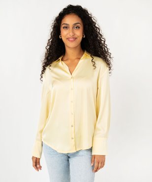 Chemise unie en matière satinée femme vue2 - GEMO(FEMME PAP) - GEMO