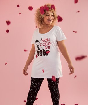 Pyjama femme grande taille à imprimé cœurs - Betty Boop vue6 - BETTY BOOP - GEMO