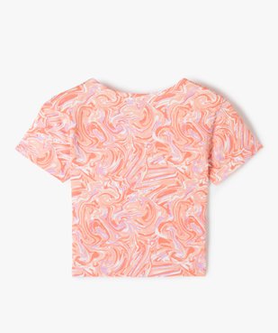 Tee-shirt fille court imprimé multicolore vue3 - GEMO (JUNIOR) - GEMO