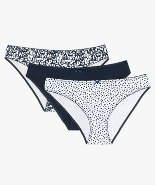 Culottes femme en coton bio à motifs (lot de 3) vue1 - GEMO C4G FEMME - GEMO