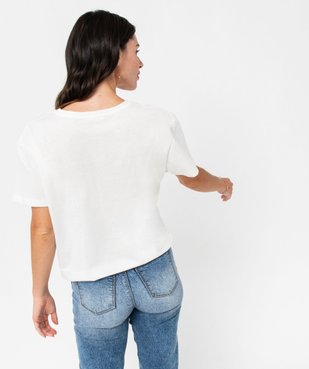 Tee-shirt à manches courtes avec message pailleté femme vue3 - GEMO(FEMME PAP) - GEMO