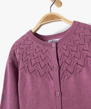 Gilet bébé fille en maille fantaisie vue2 - GEMO(BEBE DEBT) - GEMO